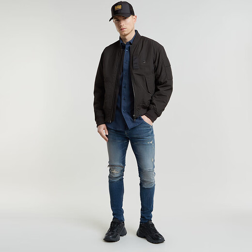 G-Star Raw Autumn Nouveau produit G-A1 Veste pilote Veste étanche Veste en haut des vêtements décontractés pour hommes Polyvyle D25370 Black L
