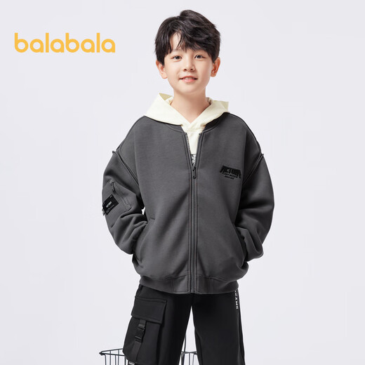 Balabala boys' jackets children's autumn clothes children's clothing medium and large children's loose splicing embroidered baseball collar top 202323105111
