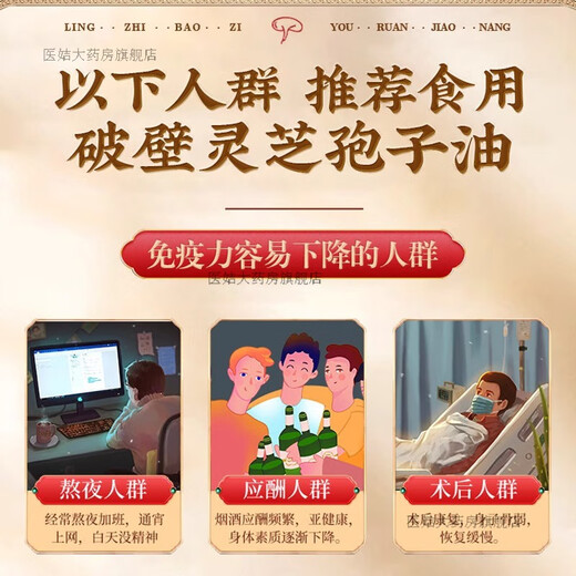 北京同仁堂【新年佳品】灵芝孢子油软胶囊破壁灵芝孢子粉 两盒 4瓶 *30粒【共120粒】