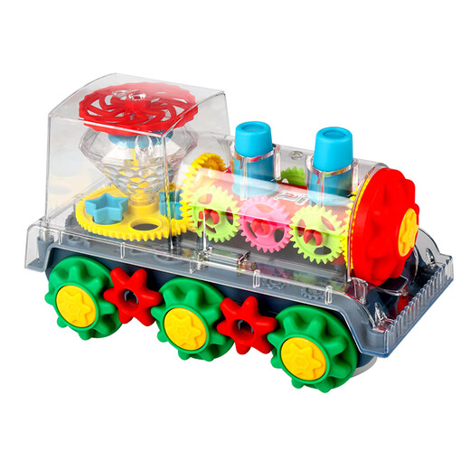 Yijun Kinderspielzeug Lokomotive Elektrische Universal Car Boy and Girl Baby Musik Beleuchtung kleiner Zugmodell Spielzeug Geschenk transparent rotierender Zug [Batterieversion]