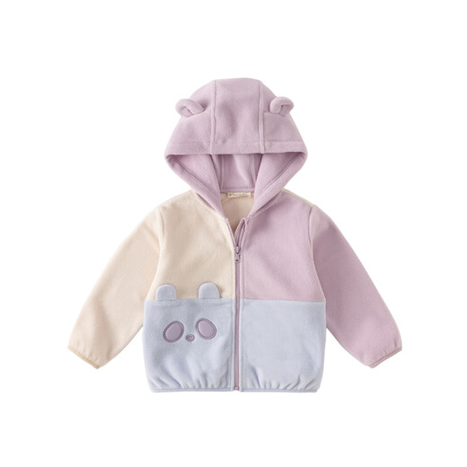 DAVE&BELLA children's polar fleece jacket girls' clothes hooded boys' tops 2025 autumn new children's clothing baby outerwear purple ready stock 100 cm (recommended height 90-100cm)