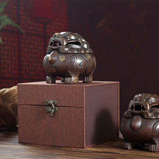 Auspicious beast Suanni plate incense burner alloy antique furnace indoor incense burner home decoration creative ornaments craft gifts antique style Suanni plate incense burner