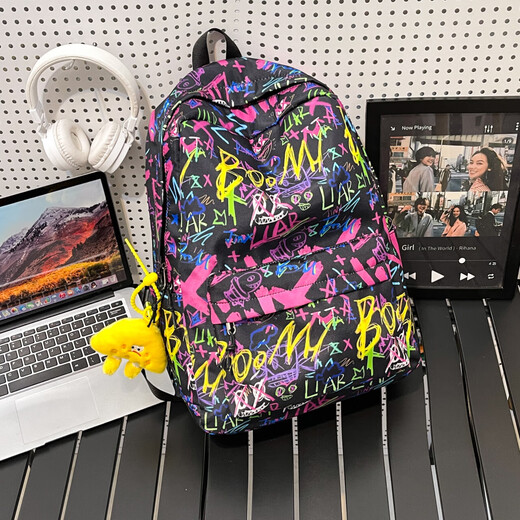 Frauen-Rucksack neuer Mode-College-Stil Junior High School-Schüler Grundschüler wasserdichte Kleidung-resistenten Reise-Rucksack schwarz (kein Anhänger) TJ929