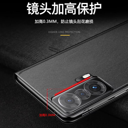 Genuine for Honor Folding Screen Magic vs Mobile Phone Case Huawei vs Smart Leather Flip Window Protective Cover Ultimate Edition Genuine Leather All-Inclusive Anti-fall Case Classic Black