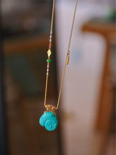 Yan's national style universal chain, which can be naked or made into a hanging chain, 18k gold natural jade versatile necklace, Yuan Xiaoxi Jewelry, national style K gold necklace