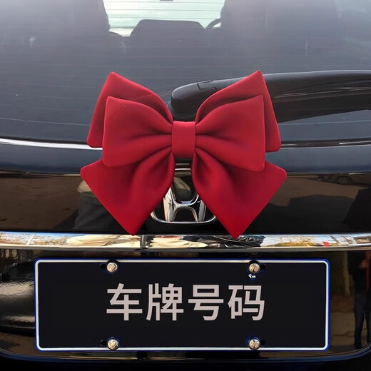 CLCEY car tail bow decoration pendant tail car sticker jewelry car motorcycle doll ornaments car doll rose red double bow (gopro bracket version)