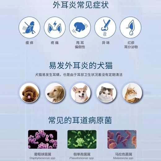 VIC France VIC Ear Bleaching Cat Ear Drops Pet Ear Wash Ear Mite Ear Cleaning Supplies 60ml Cat and Dog Universal VIC Eye Net 125ml