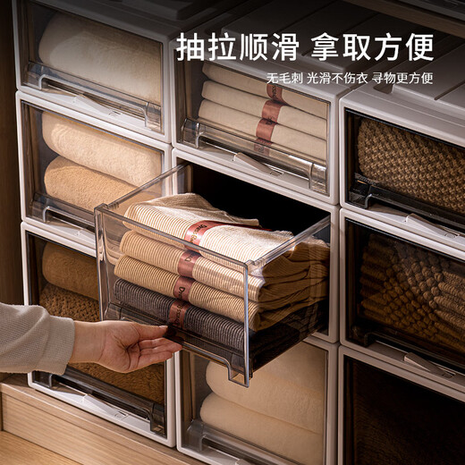 Shantou linun tiroir de rangement épais tabot de rangement japonais boîte de rangement boîte à chaussures ménagers rangement armoire armoire armoire armoire boîte de rangement (un paquet de gris de riz) Cadre extérieur gris de riz + tirage transparent 45-3523 profondeur 45 largeur 35 hauteur * 23cm