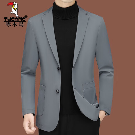 Woodpecker (TUCANO) casual suit men 2024 new men's business suit middle-aged single spring and autumn coat slim dad top men black ZJ9889 180/XL
