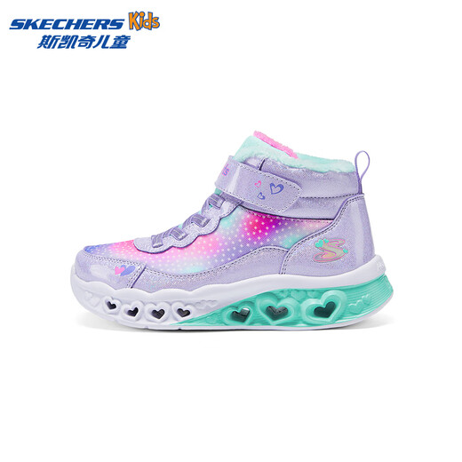 Skechers斯凯奇儿童秋冬保暖运动鞋舒适闪灯休闲棉靴302677L 677L薰衣草色/多彩色/LVMT 28.5