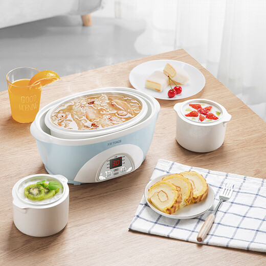 Tianji electric stew pot ceramic fully automatic 2 people 3 water-proof stew pot one pot three pots 1.6L white porcelain BB soup and porridge household upgraded model one pot three pots appointment + timer 1.6L