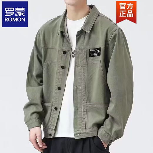 罗蒙（ROMON）外套男款春秋季2025新款衬衫翻领秋装男士工装夹克初秋褂子上衣服 【升级版】K12806黑色 2XL 【建议140-160斤】