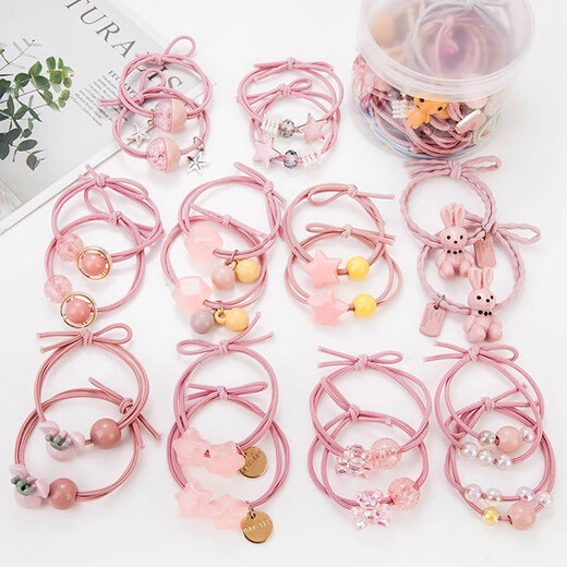 
Ouyu girls' hair loop rubber band headdress hair clip princess baby hair rope tie hair rubber band girl's head rope hair accessories B1803 pink planet