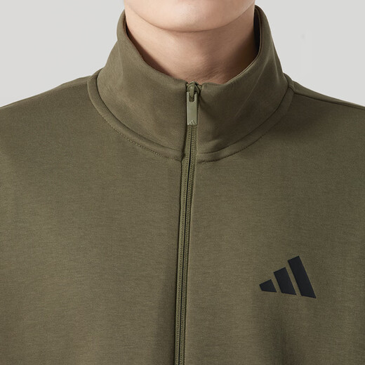 阿迪达斯 （adidas）外套男装2025春秋季新款运动服针织立领男士上衣夹克JD4885 JD4887橄榄绿 L