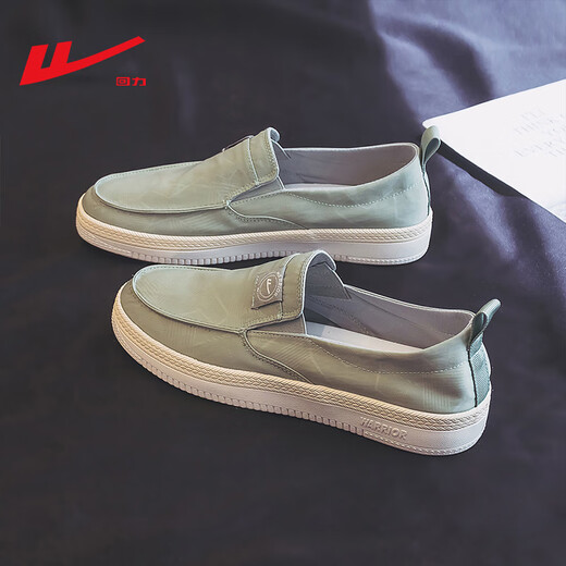 Krieger Herrenschuhe Leinwand Schuhe Frühling und Sommer Neue Stil einbeinige faule Schuhe atmungsaktive Sportschuhe Alte Peking-Stoffschuhe Männer Grün 42