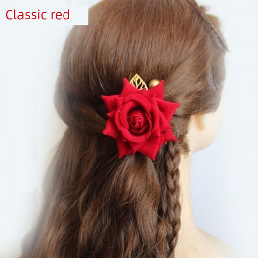 Jiuvia (Jiuvia) mother-in-law's headband flower wedding wear clip wedding band flower red flower wedding mother mother flower big red rose gold leaf head flower