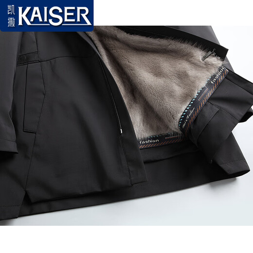 凯撒（KAISER）银蓝水貂内胆派克服男貂皮大衣连帽尼克服整貂皮草风衣干部外套冬 黑色银蓝（袖子加水貂） 175/XL 适合体重130-145斤