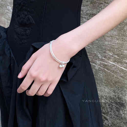 IosnIOSNYangui plum blossom bell S999 solid silver non-fading solid push-pull bracelet sterling silver new Chinese style bracelet for women plum blossom bell solid bracelet