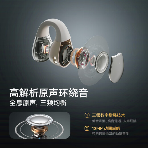 
Shanshui (SANSUI) [It is comfortable to wear for a long time] TW90 Bluetooth headset not in the ear open bone conduction concept wireless ear clip type ear clip movement suitable for Huawei Xiaomi Apple White