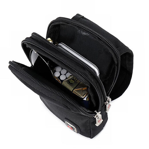 Swiss Sergeant Knife Waist Bag Men's Multifunctional Mobile Phone Bag Wearing Belt 7. Inch Men's Waterproof Canvas Sports Small Waist Bag Large Size