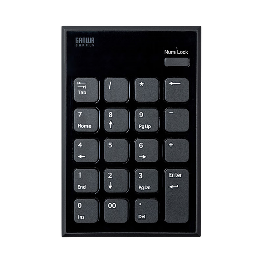 SANWASANWA SUPPLY Ultra-thin Wireless Numeric Keyboard Portable USB Keyboard Long Battery Life Suitable for Banking, Finance and Stock Trading WL21 Black Panel Bluetooth (No Receiver)