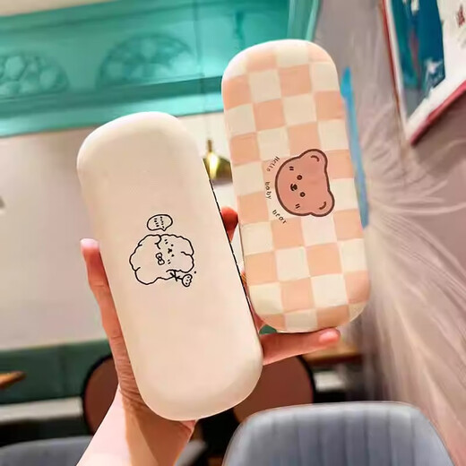 Glasses box portable male and female students cartoon cute myopia glasses storage box anti-pressure and fall high-quality glasses box nice bear [glasses delivery cloth]