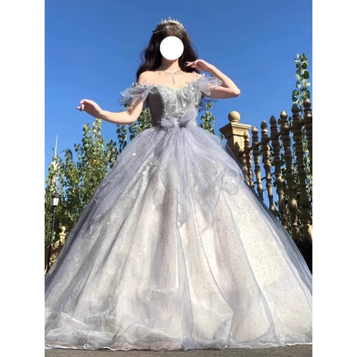 Remtin One-Shoulder Abendkleid für Frauen 2024 Neue leichte Luxus Nische Geburtstagsfeier 18-jährige Geschenkgeschenk Prinzessin Rock Fairy Bild Farbe m