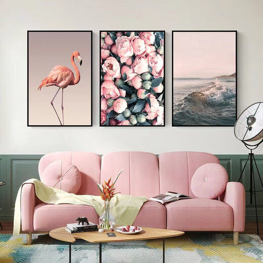 
New Chinese style living room decoration painting sofa background wall triple mural Ping Anxie Creative Restaurant wall hanging painting [68 flowers persimmon-16786] 40*60cm-suitable for living room 2-4 meters wall width