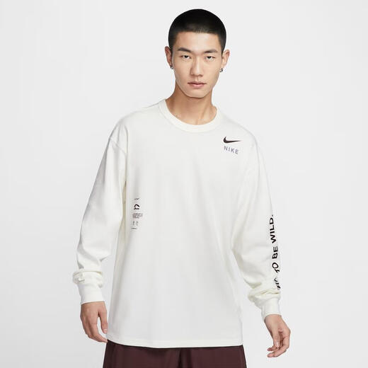 Nike (Nike) Urlaubsgeburtstagsgeschenk Ssentials Herren-langärmeliges T-Shirt für Sommer Neue lose Baumwolle Casual HF6173 133 SAIL White XL