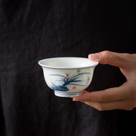 Simitang hand-painted ceramic master cup tea cup pressure hand cup water cup kung fu tea set thin tea cup gift birthday gift