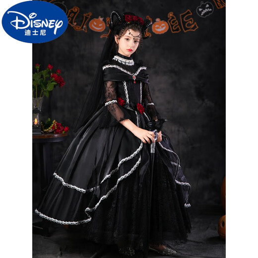 Disney Halloween children's costume high-end girls horror vampire magician dress kindergarten cos masquerade ghost bride (with veil) 130cm