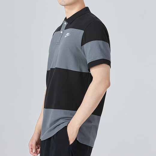 Nike (Nike) Polo-Shirt Kurzärärmelte Revers Herbst Herren lässig Fitness Cotton Sticked Striped Training Top Sports T-Shirt Offizielles FN3895-010 S /100-120jin [Jin entspricht 0,5 kg]