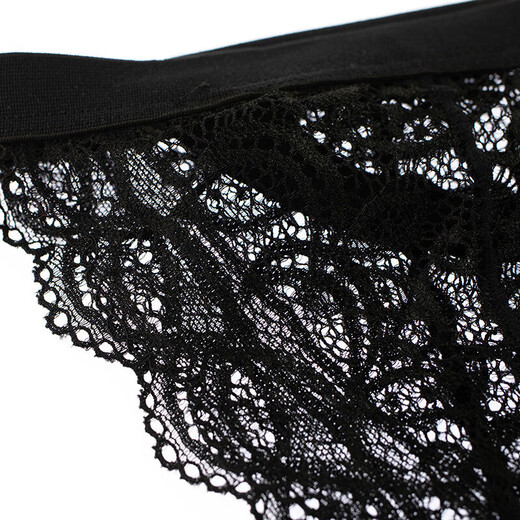 Men's lace thongs, sexy underwear, men's low waist solid color hollow thin belt, transparent single thongs, T-trousers, g, white, L, single size