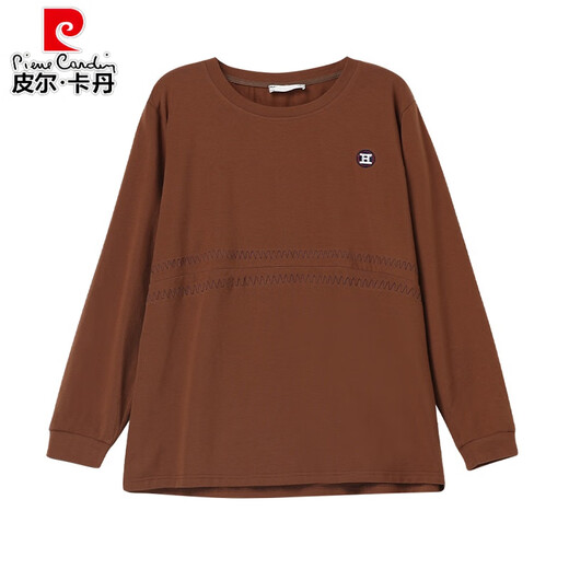 Pier Cardin plus Fat Plus Taille T-shirt en coton pur pour femmes Sweats-shirts à manches longues à manches longues et à manches automobiles de base de base de la mère âgée d'âge moyen (9923] 4xl Convient pour 160-180jin [Jin est égal à 0,5 kg]