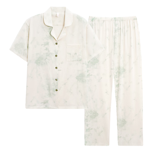 Arctic velvet (Bejirog) middle-aged and elderly mother pajamas for women 2025 new summer thin cotton home clothing set short-sleeved trousers summer YR9923 [pure cotton] [upgraded version] M [suitable for 80-100 Jin [Jin equals 0.5 kg]]