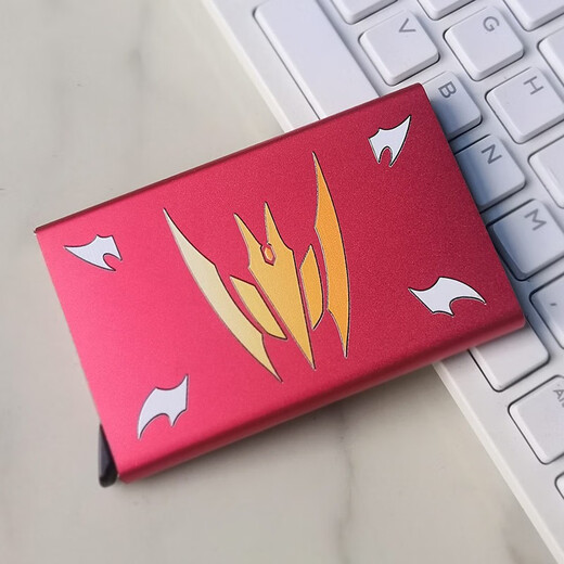 Qimo Kamen Rider Metal Card Pack Dragon Rider Dragon Teeth Automatic Pop-up Card Box Anti-Magnetic Card Clip Anti-Theft Brush Bank Card Case Red - Can hold 9-11 cards