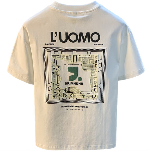 
Qianji (QIANJI) summer ins trendy brand T-shirt men's loose thin printed embroidered casual T-shirt versatile cool round neck half sleeve white [ZJ1098] 2XL suitable for 150-165 Jin [Jin equals 0.5 kg] wear