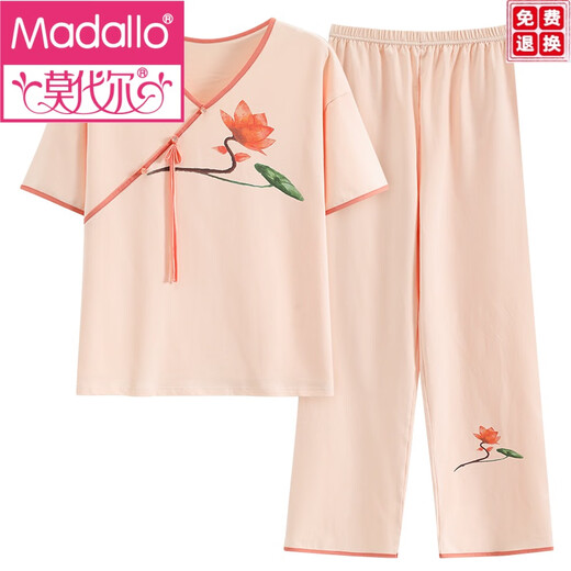 Modal summer women's short-sleeved pajamas set new Chinese style thin cotton home clothes and trousers can be worn outside for casual wear in summer LZY9906 L (recommended 95-115Jin [Jin equals 0.5 kg])