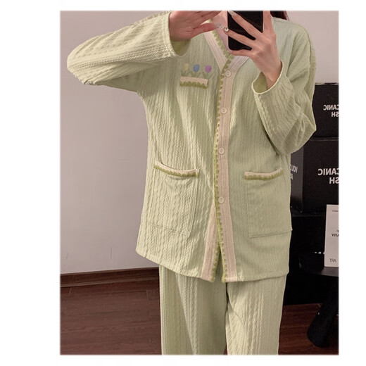 Ziweiqi xiangtao Pajamas de flores moradas para el pecho de algodón de mujeres primavera y otoño ropa nueva para el hogar 9926 púrpura 170 m