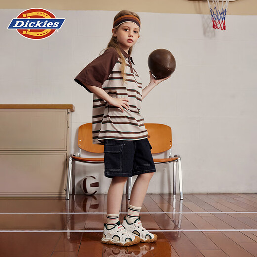 Dickies children's shoes, children's sandals, boys' summer breathable mesh Velcro fashion sports and casual toe-toe boys' beach shoes, white brown 30 (shoe inner length 195mm)