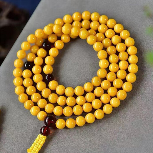 Amber style, one object, one picture, one certificate, 108 beeswax bracelets, men's and women's bracelets, amber beads rosary, Russian material, beads 20.07g 6.5mm