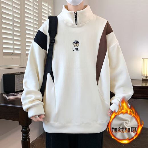 柏乐迪秋冬季12-15岁初中学生男孩加绒加厚卫衣16青少年大童打底衫上衣 MQ-9793黑色（加绒加厚）高品质 165 L（ 建议90-110斤）