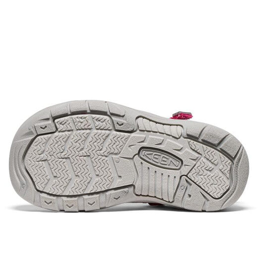 KEEN children's river tracing shoes, quick-drying non-slip sports sandals with toe cap, adjustable Velcro, multiple scenes of swimming and hiking, berry/fusion coral 4 Big Kid