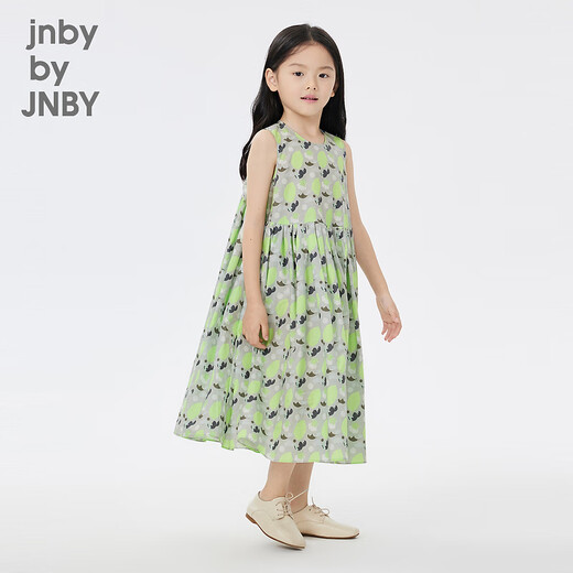 Jnby par jnby jiangnan tissu vêtements pour enfants robe sans manches de manchette mignon motif décontracté jupe mi-longueur filles 1n5g12350 088 combinaison gris-vert 100 cm