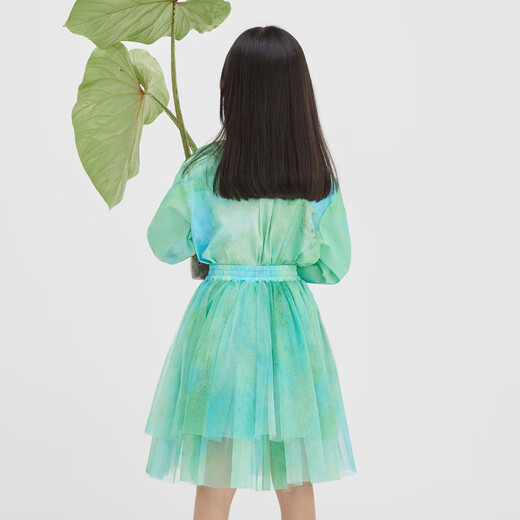 Broadcast broadcute children's shirt 2024 spring tie-dye printed doll collar women's top KER1C7551 L44 grass green flower 110 cm