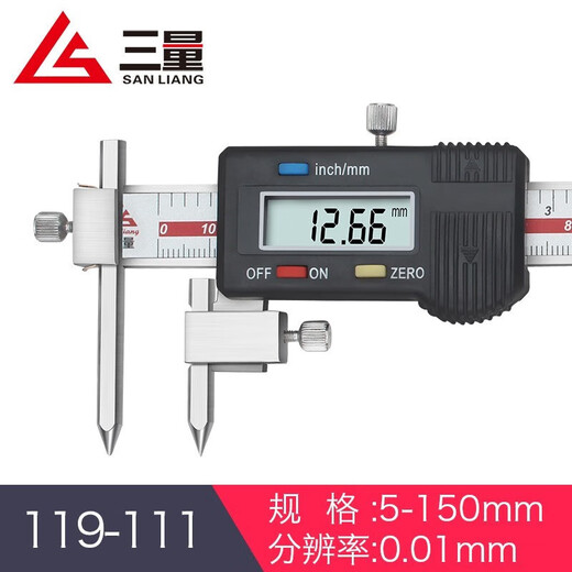 Trois mètres (Sanliang) Sanliang Centre Distance Cone Cone sonde Graphique numérique Caliper 5-150 Distance centrale en acier inoxydable 119-1115-150 mm Distance du centre 119-12210-200 mm (tête plate)