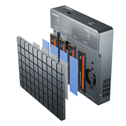 麦沃（MAIWO）USB4.0硬盘拷贝机 40Gbps M.2 NVNe固态硬盘底座 四盘位涡轮风扇笔记本台式电脑硬盘读写盒 K2024