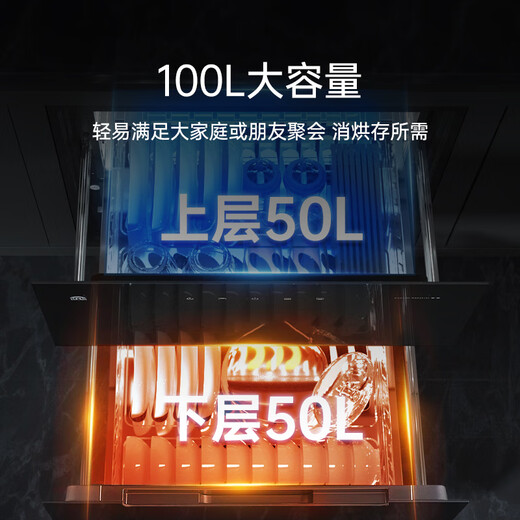 Rongsheng Disinfection Cabinet Household Embedded Kitchen Tableware Disinfection Cupboard High Temperature Drying and Disinfection 100L National Subsidy RX02E(S)