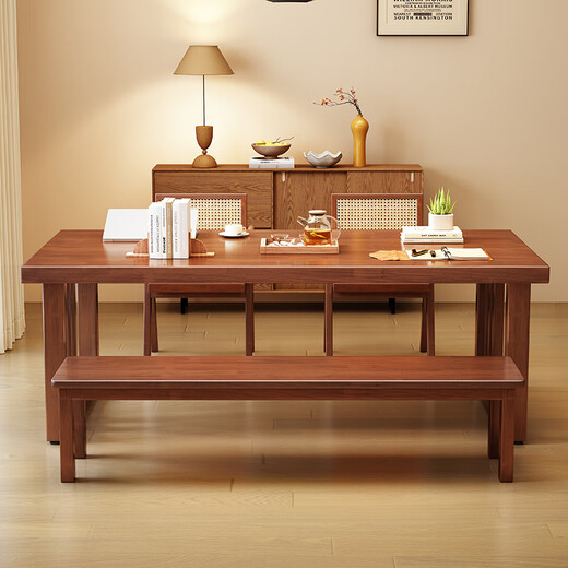 Yaqu volles massives Holz großer Bretttisch Tee Tisch Tee Tisch Büroschreibtisch Großgröße Mehrköpfige Verhandlungstischverhandlungstisch Lesestuhl C9901 Walnussfarbe großer Board Desk 160x80x75 cm Desktop Dicke ca. 6,5 cm