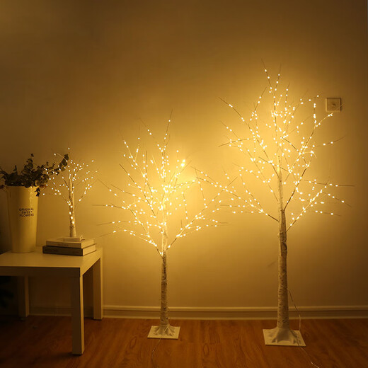 Rongyu LED light-emitting tree firefly lamp room forest decoration Nordic style romantic arrangement white birch tree lamp floor-standing 1.8 meters 1.5 meters white birch tree lamp (96 USB always on Nordic style decorative tree